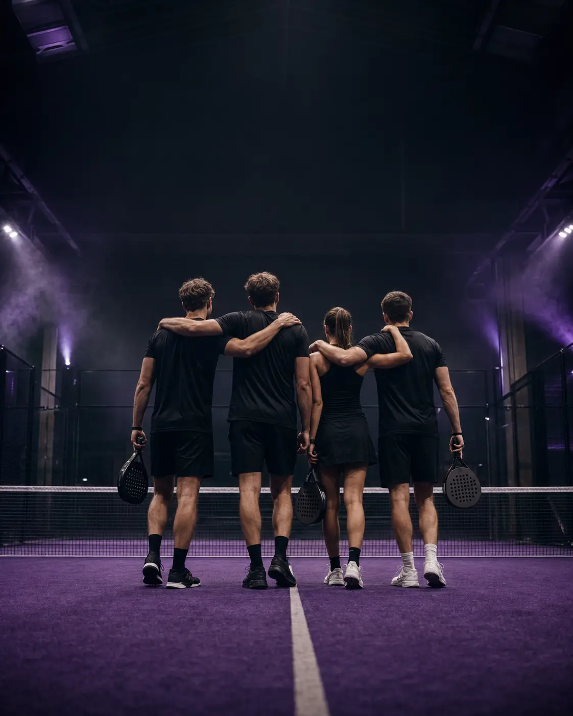 Padel játékosok a lila pályán